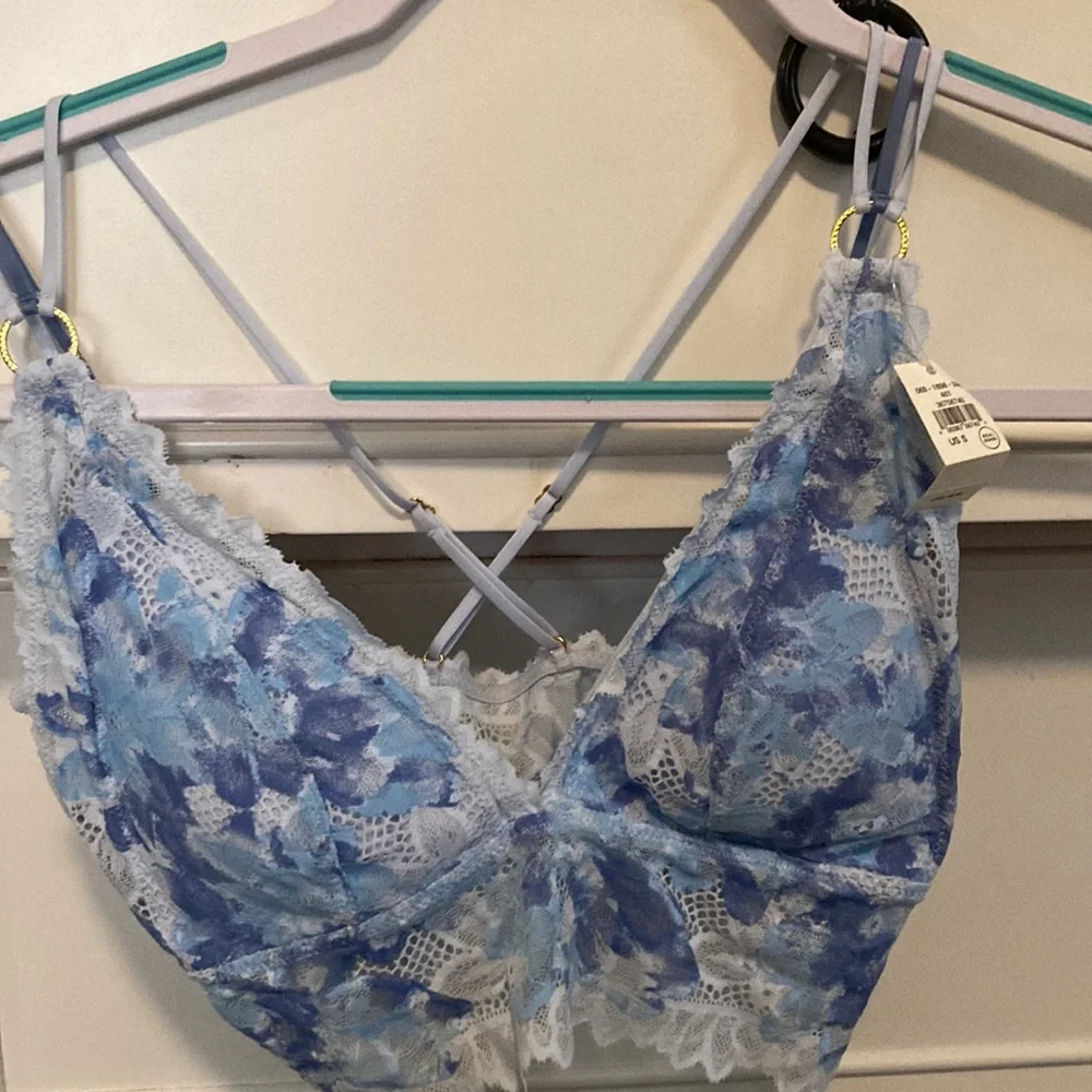 Aerie Blue Lace Bralette with Strappy Back - Picture 1 of 4